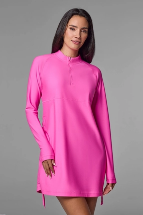Women's Lawai Ruche Swim Shirt | Tulip Pink womens athletic swimwear, performance swimwear for women