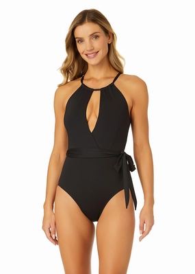 Women's Live In Color High Neck Plunge One Piece Swimsuit supportive one piece swimwear, stretch fit one piece suits