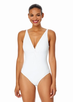 Women's Live In Color Plunge Twist One Piece Swimsuit supportive one piece swimwear, stretch fit one piece suits