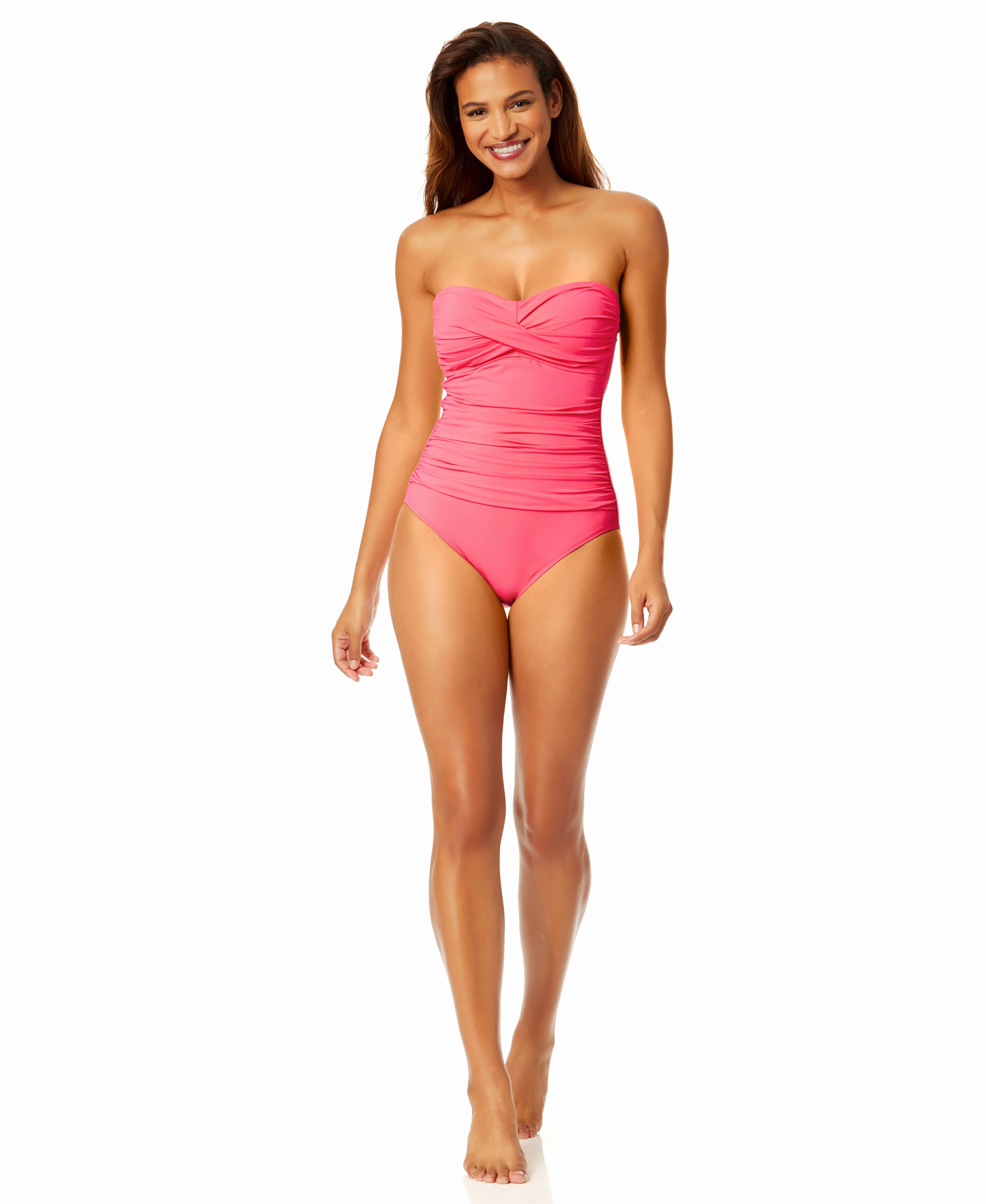 Women's Live In Color Twist Front Shirred One Piece Swimsuit