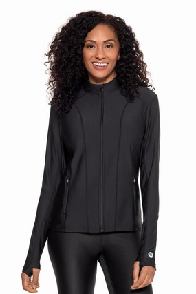 Women's Malawi Swim Jacket | Black adjustable swimsuits for women, breathable swimwear for ladies