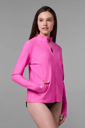 Women's Malawi Swim Jacket | Tulip Pink womens athletic swimwear, performance swimwear for women