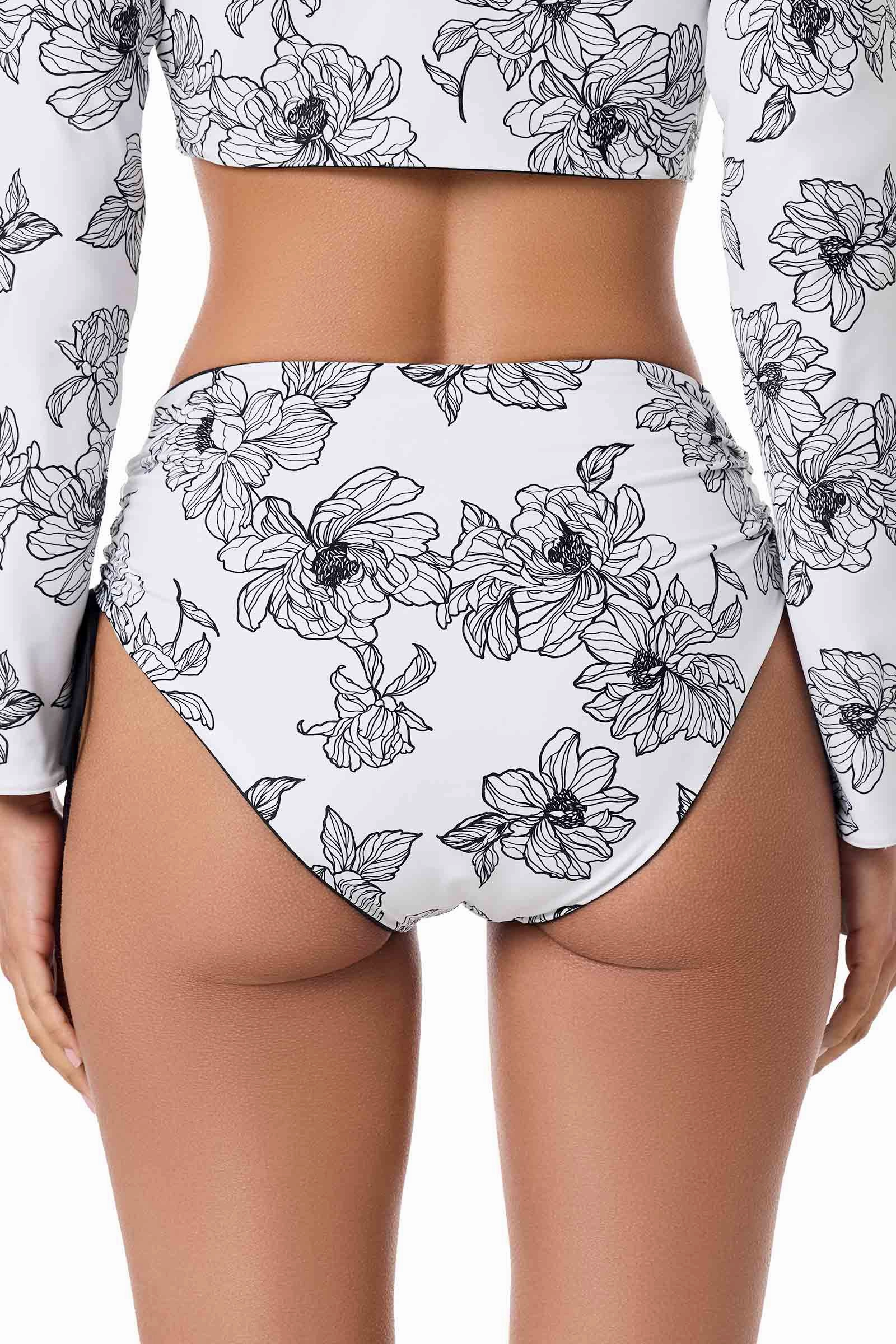 Women's Myrtle Reversible Ruche Adjustable Swim Bottoms | Black Reversible