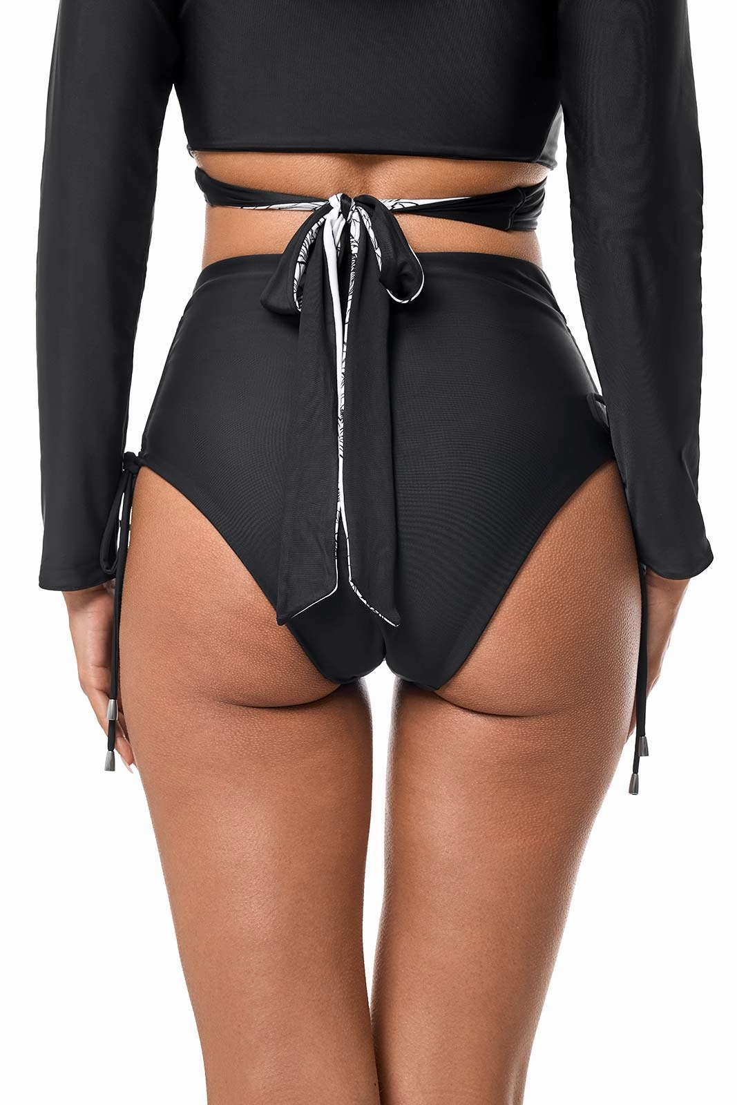 Women's Myrtle Reversible Ruche Adjustable Swim Bottoms | Black Reversible