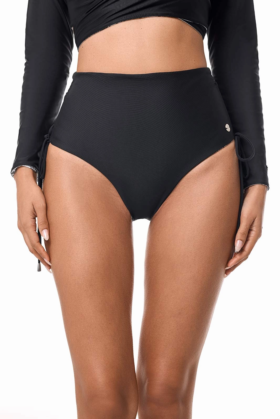 Women's Myrtle Reversible Ruche Adjustable Swim Bottoms | Black Reversible