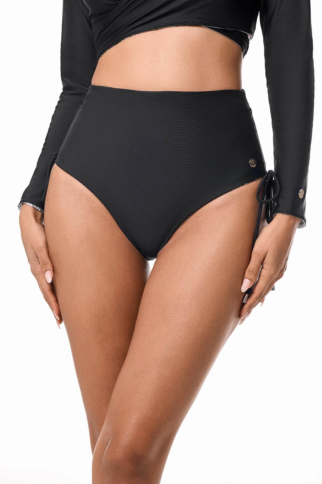 Women's Myrtle Reversible Ruche Adjustable Swim Bottoms | Black Reversible