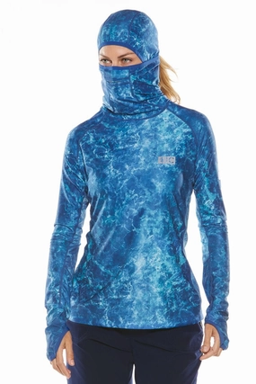 Women's Paros Sailing Hoodie | Blue Water Print adjustable swimsuits for women, breathable swimwear for ladies