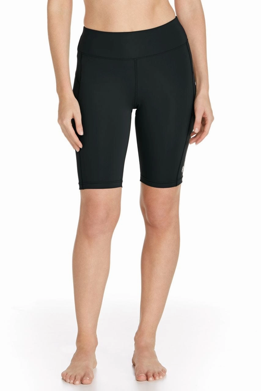 Women's Santa Cruz Swimming Shorts | Black adjustable swimsuits for women, breathable swimwear for ladies