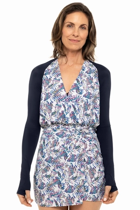Women's Seaside Shrug | Navy womens athletic swimwear, performance swimwear for women