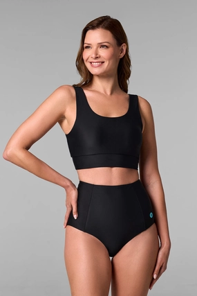 Women's Spring Garden Crop Bikini Top | Black adjustable swimsuits for women, breathable swimwear for ladies