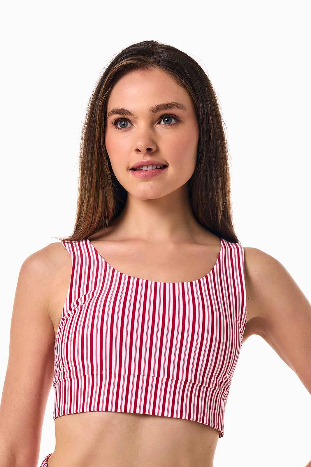 Women's Spring Garden Crop Bikini Top | Cherry Stripe
