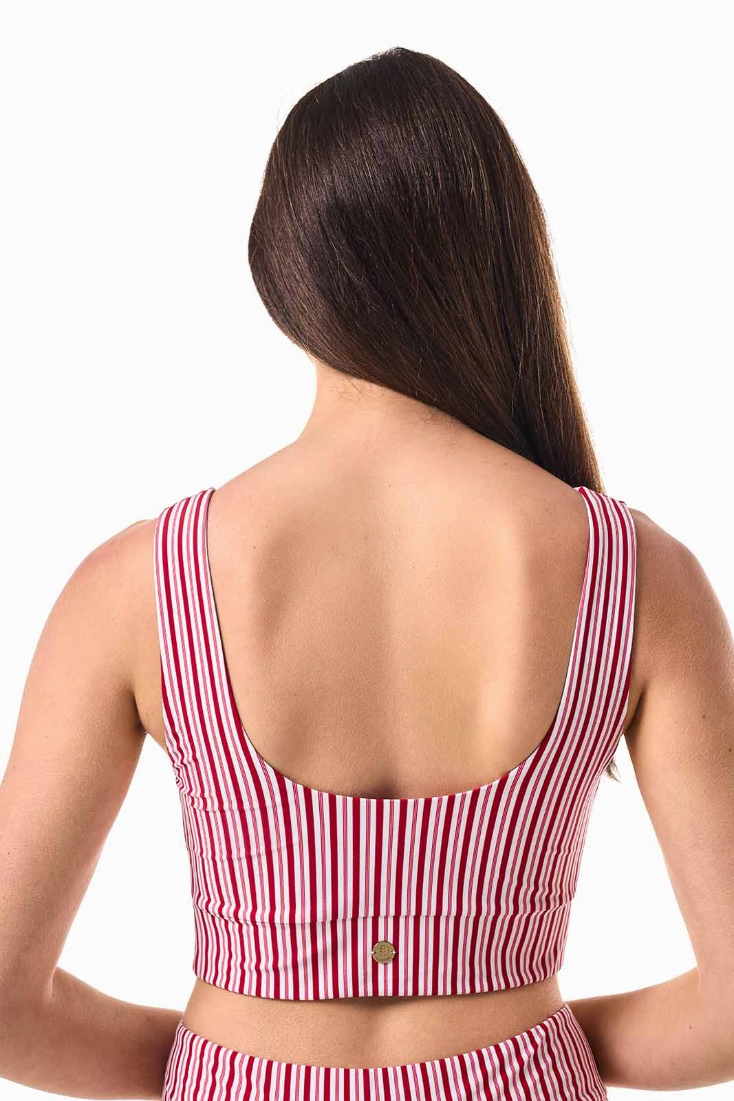 Women's Spring Garden Crop Bikini Top | Cherry Stripe