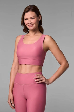 Women's Spring Garden Crop Bikini Top | Terracotta Rose womens athletic swimwear, performance swimwear for women