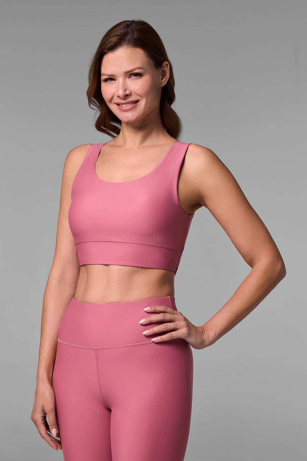 Women's Spring Garden Crop Bikini Top | Terracotta Rose womens athletic swimwear, performance swimwear for women