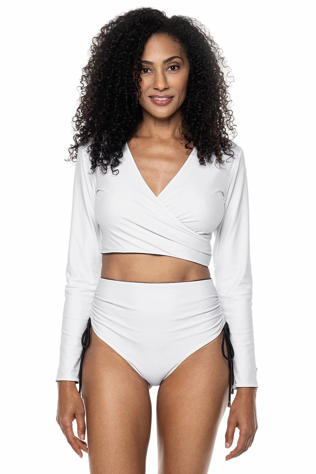 Women's Sunny Isles Reversible Wrap Shrug | White/Black Reversible adjustable swimsuits for women, breathable swimwear for ladies