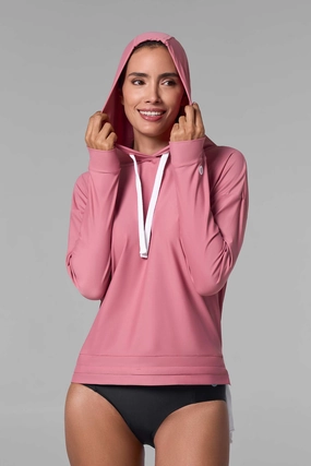 Women's Waikal Swim Hoodie | Terracotta Rose adjustable swimsuits for women, breathable swimwear for ladies