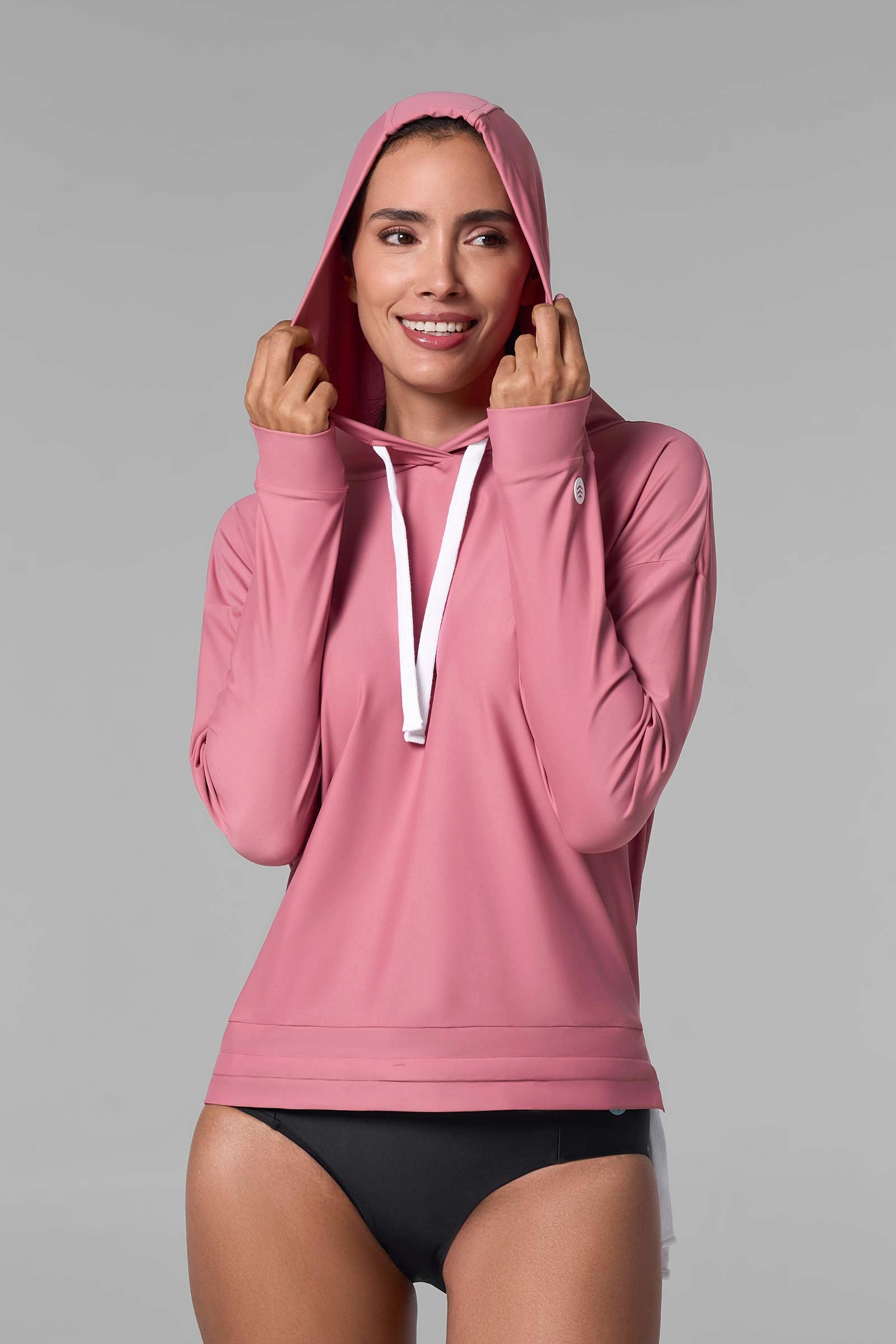 Women's Waikal Swim Hoodie | Terracotta Rose adjustable swimsuits for women, breathable swimwear for ladies