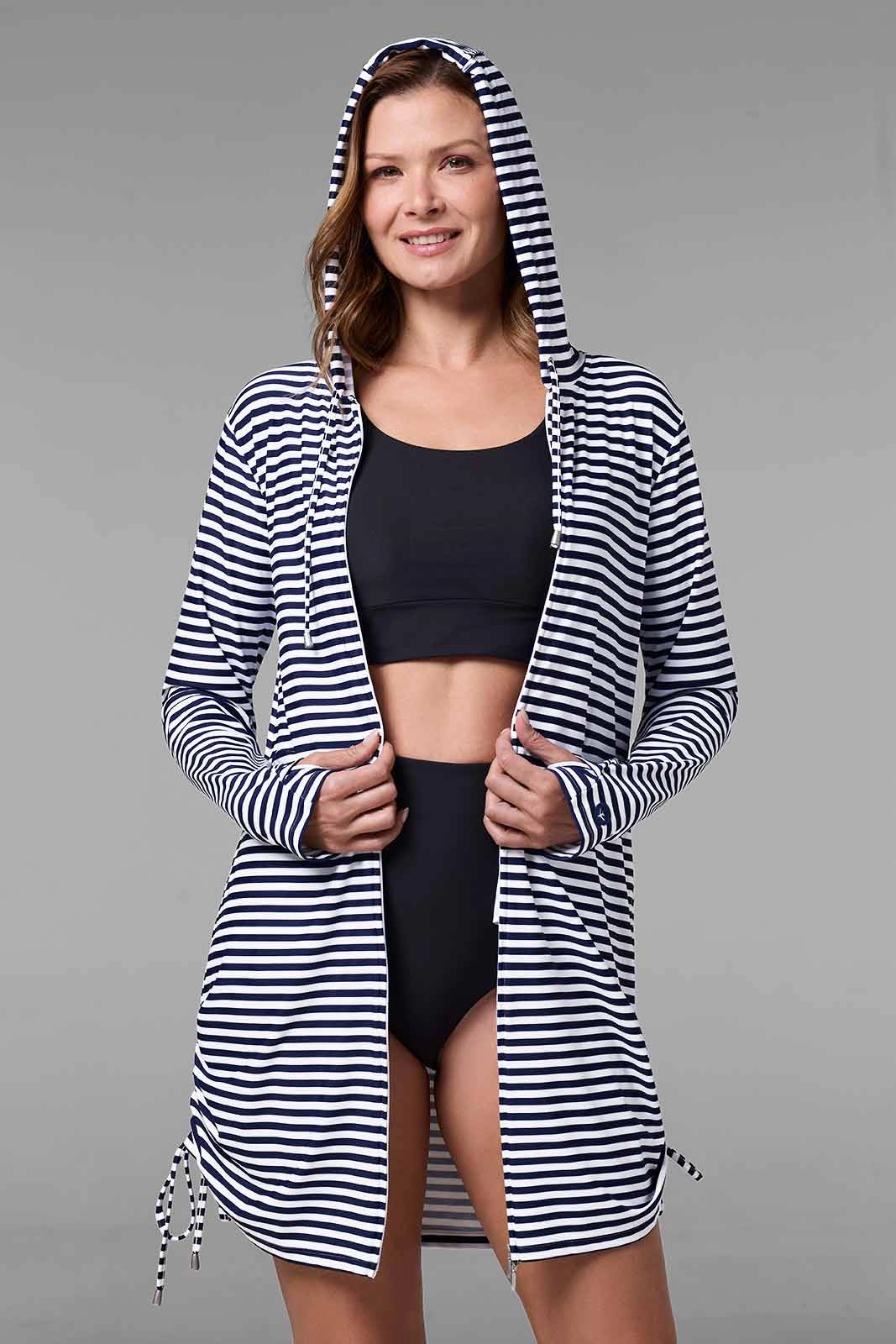 Women's Wailea Swim Cover-Up | White/Navy Stripe