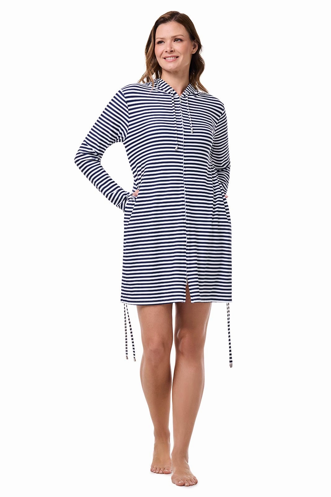 Women's Wailea Swim Cover-Up | White/Navy Stripe
