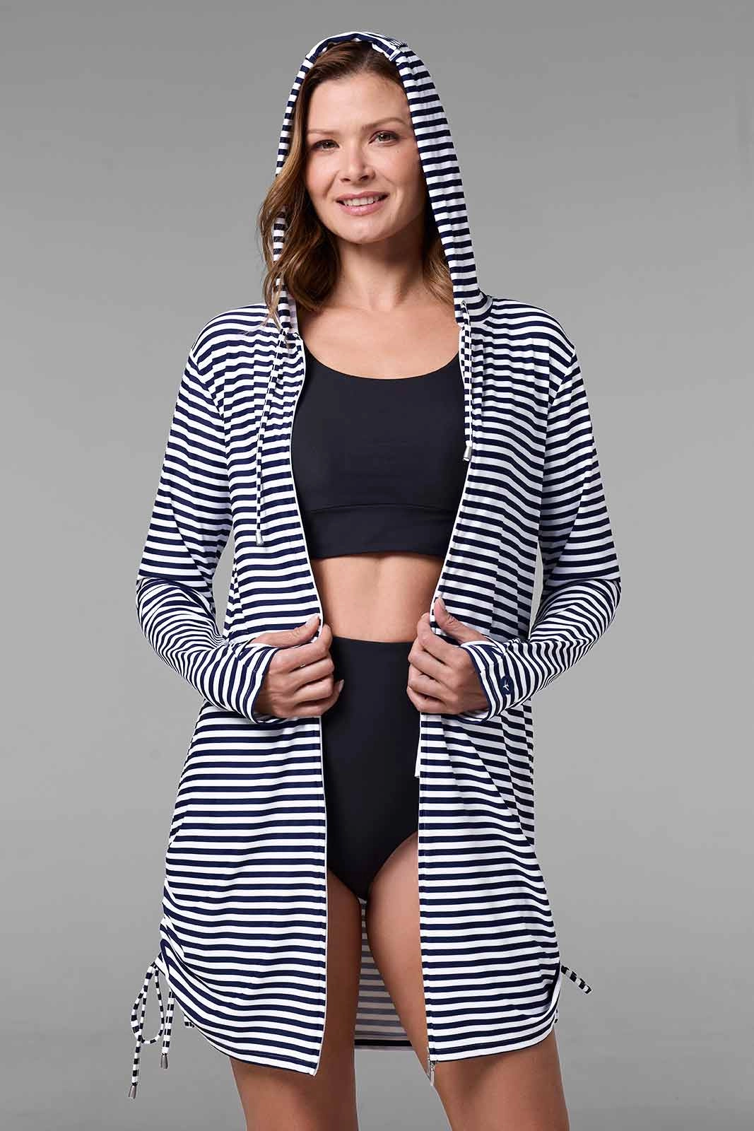 Women's Wailea Swim Cover-Up | White/Navy Stripe