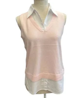 Women's Sleeveless Two-Fer Sweater In Pink
