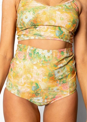Wonderland Floral | Extended High-Waisted Bottoms elastic waistband swim bottoms, mix-and-match bikini bottoms