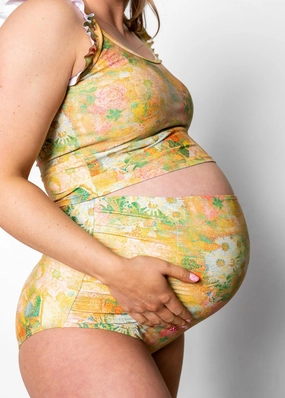 Wonderland Floral | Maternity Bottoms elastic waistband swim bottoms, mix-and-match bikini bottoms