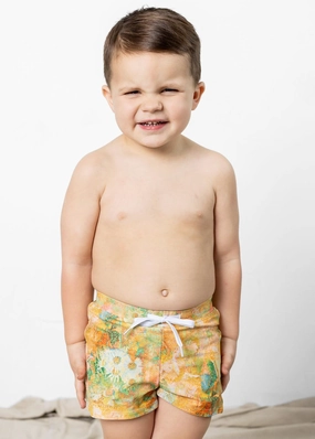 Wonderland Floral | Mini Euro Shorts boys summer swimwear, boys rash guard swim sets