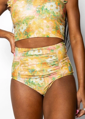 Wonderland Floral | Ruched Bottoms 2.0 elastic waistband swim bottoms, mix-and-match bikini bottoms