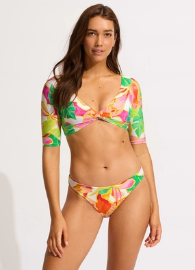 Wonderland Twist Front Crop Bikini Top - Fuchsia Rose two-piece bikinis for women, trendy bikinis for beachwear