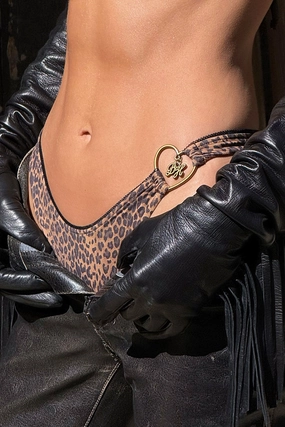 x BELLA HADID Full Moon Bikini Bottom - Lucky Leopard womens swim bottoms, high waist bikini bottoms
