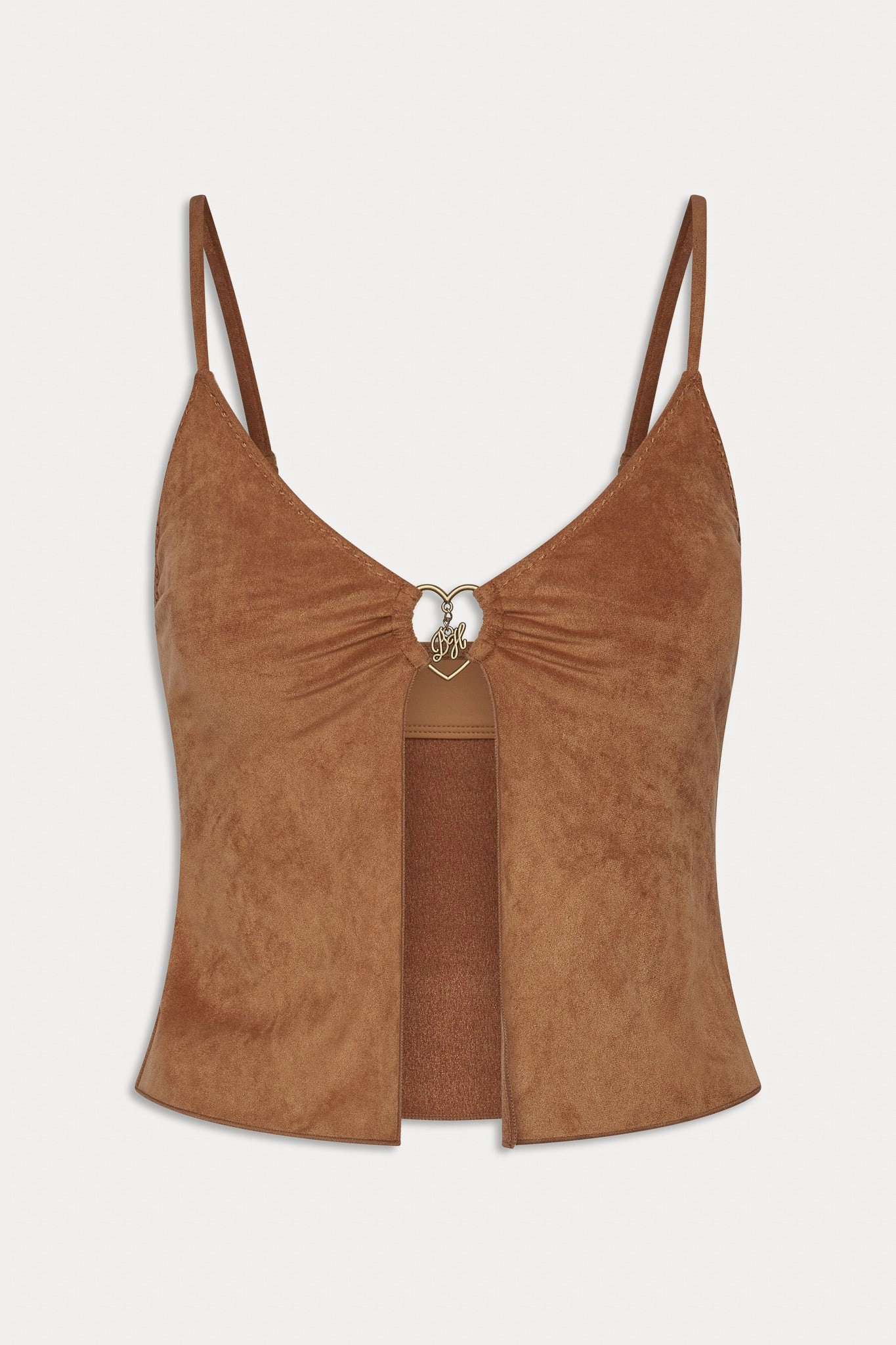 x BELLA HADID Lucy Suede Tankini Bikini Top - Sunkissed Suede