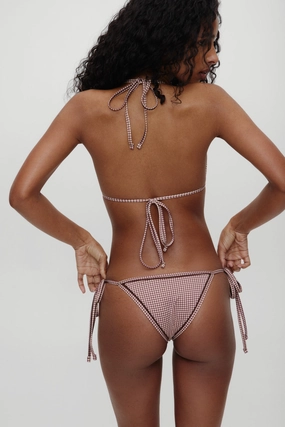 x BELLA HADID Mackenzie String Bikini Bottom - Dream Gingham beach bikini styles for women, modern cut swim bikinis