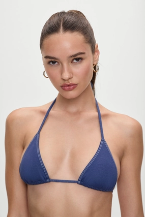 x BELLA HADID Nick Triangle Bikini Top - Summer Denim swim tops for women, bikini tops with support