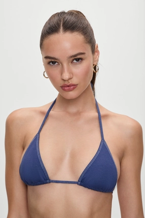 x BELLA HADID Nick Triangle Bikini Top - Summer Denim beach bikini styles for women, modern cut swim bikinis