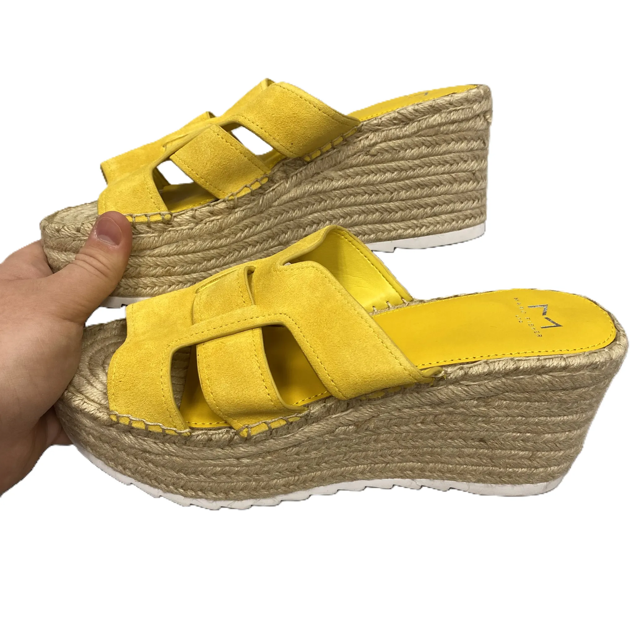 Yellow Sandals Heels Wedge By Marc Fisher, Size: 9.5 marc-fisher