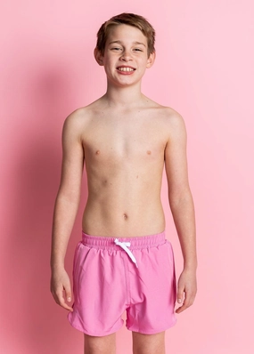 Youth Retro Shorties | Sweet Pink boys summer swimwear, boys rash guard swim sets