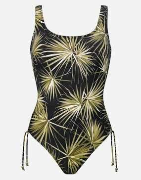 Yucca Flash Inclusive Fit Swimsuit - Black Khaki mastectomy swimsuits for women, post surgery swimwear