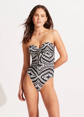 Zanzibar Twist Tie Front One Piece - Black slimming one piece swimsuits, fashionable one piece suits