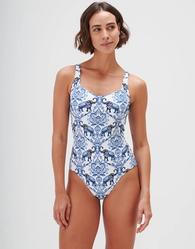 Zuri Square Neck Swimsuit - Porcelain padded swimwear for women, padded bikini tops